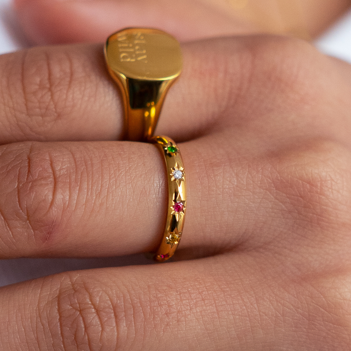 Starburst Band Ring - Gold & Silver