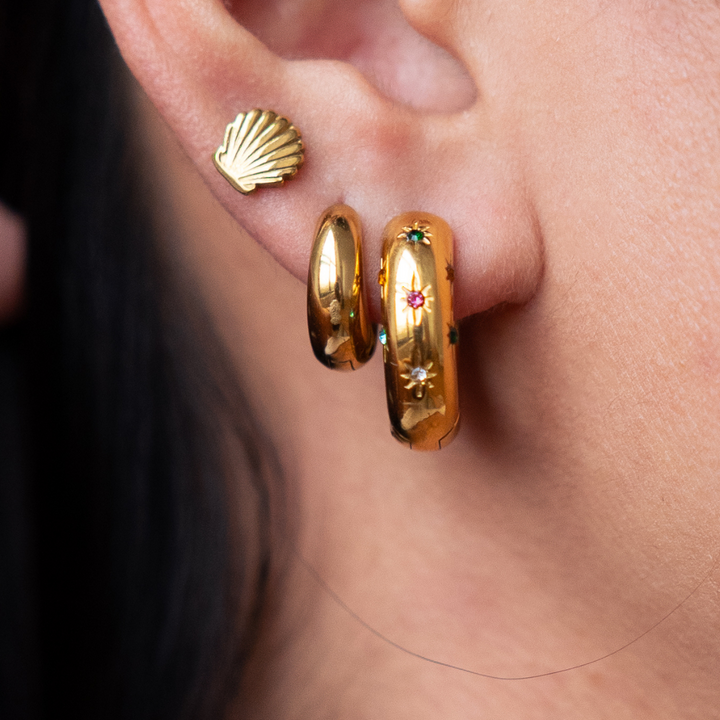 Starburst Hoop Earrings - Gold & Silver