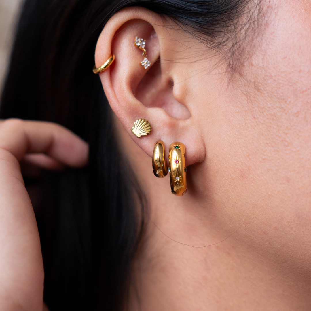 Starburst Hoop Earrings - Gold & Silver