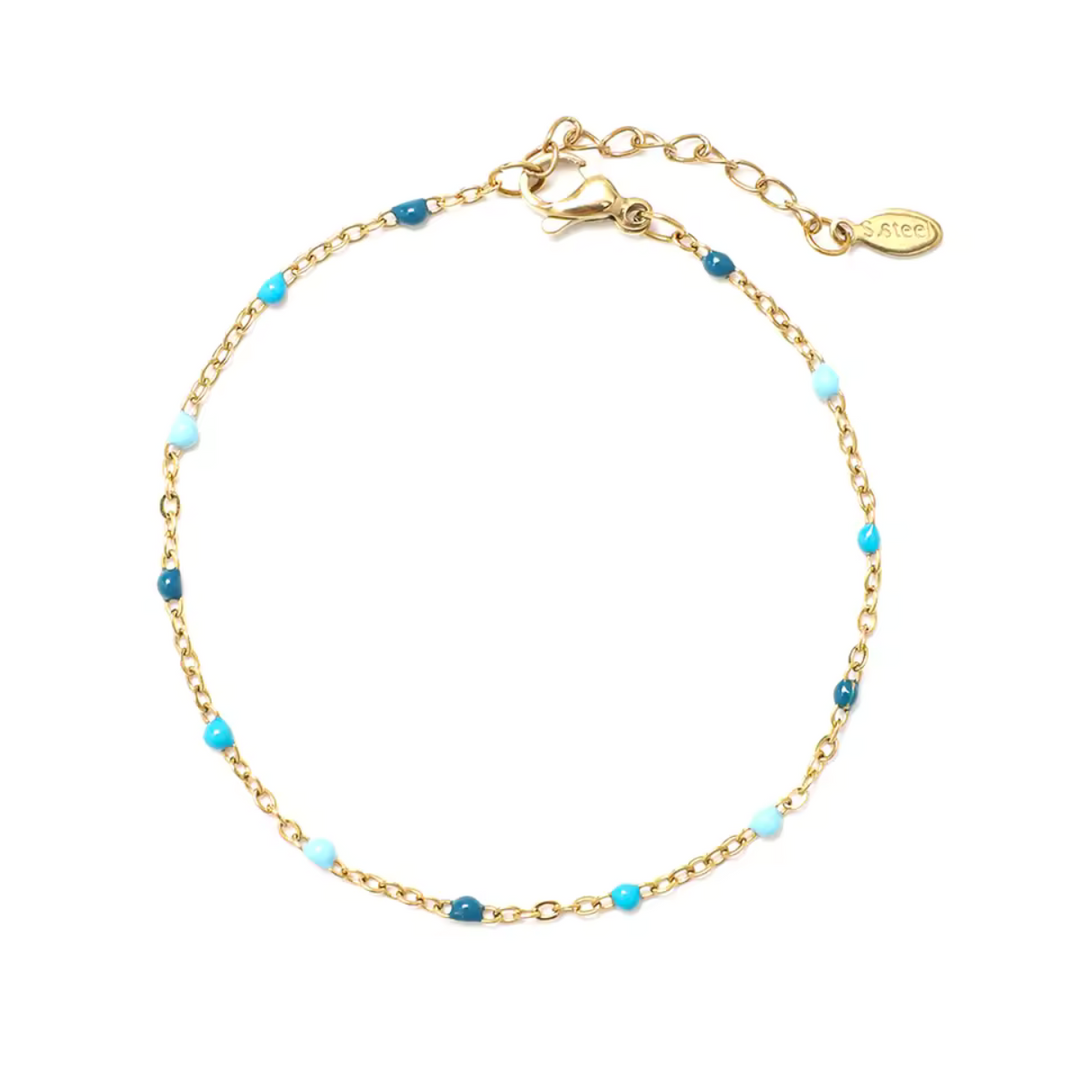 Blue Tide Beaded Chain Bracelet