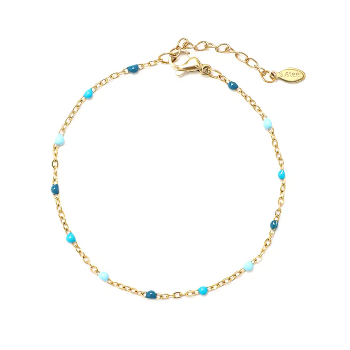 Blue Tide Beaded Chain Bracelet
