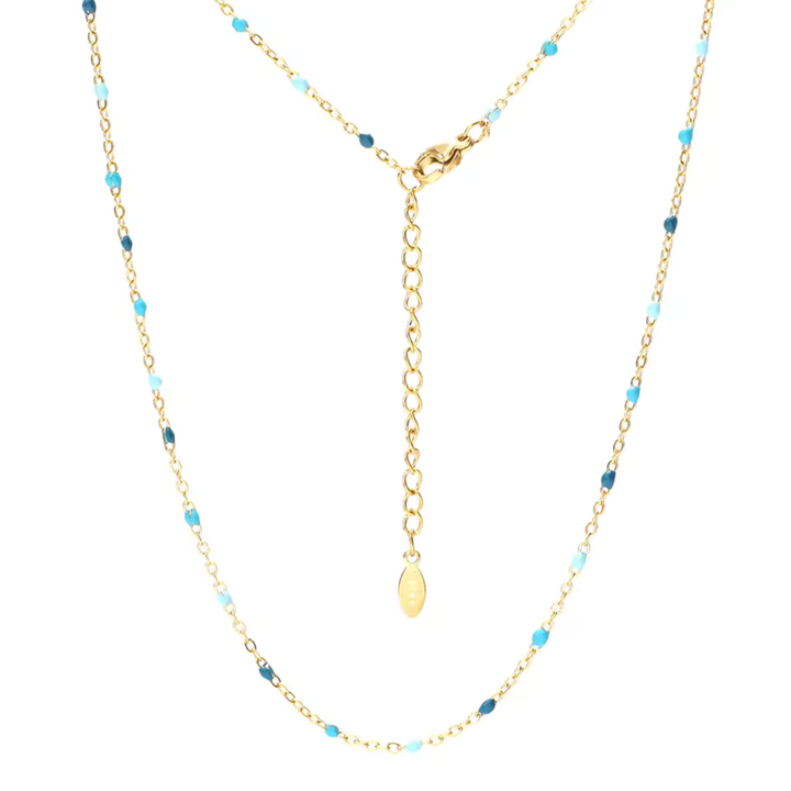 Blue Tide Beaded Chain Necklace