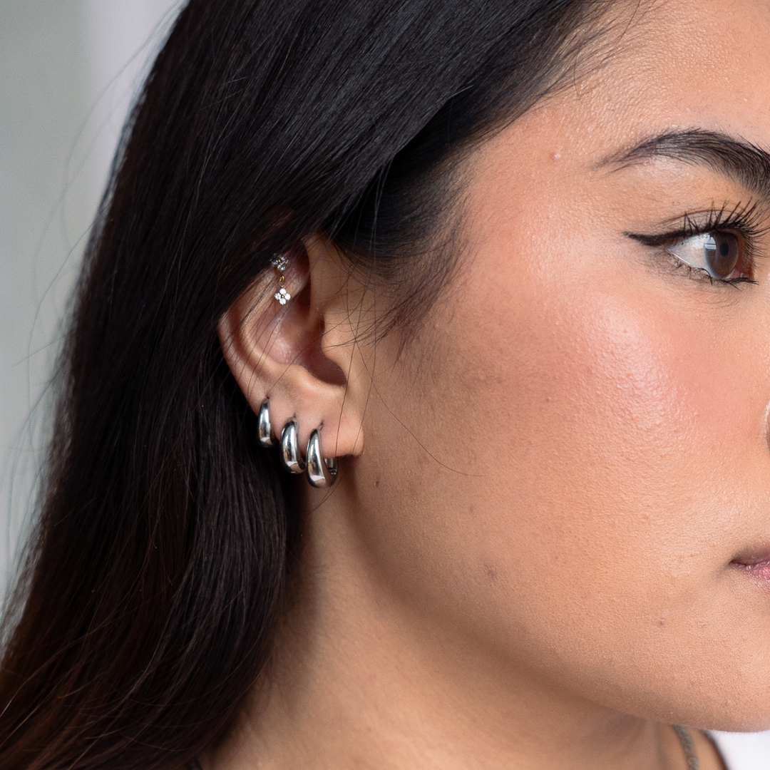 Luna Huggie Hoop Earrings - Silver (S/M/L)