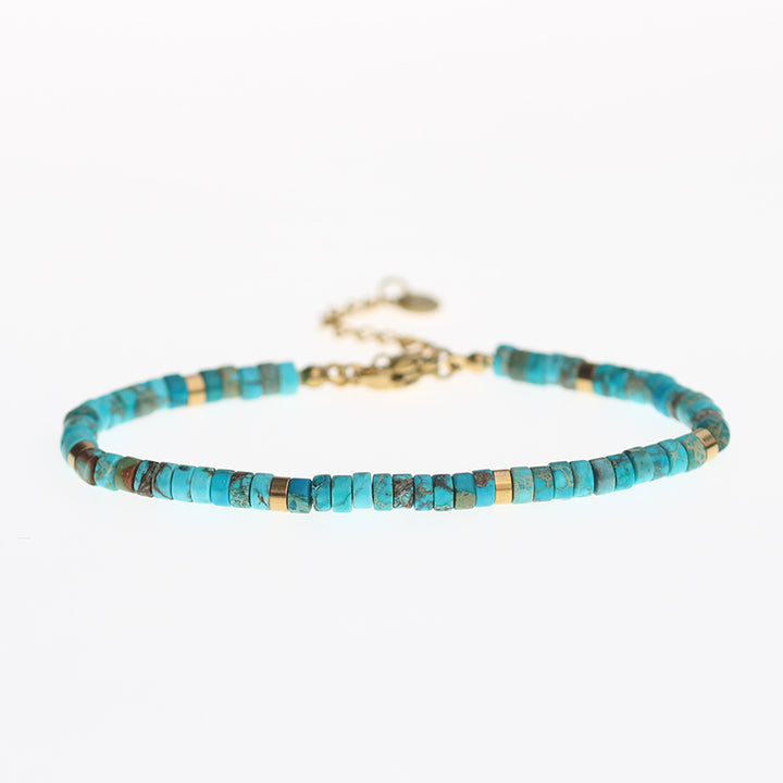 Turquoise Imperial Jasper Beaded Natural Stone Bracelet waterproof jewellery.