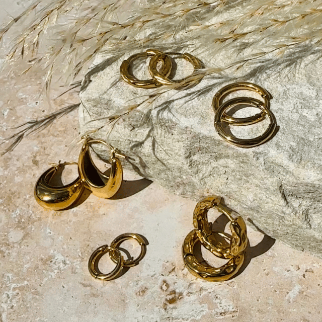 Everyday Classic Huggie Hoop Earring - 16mm waterproof jewellery.