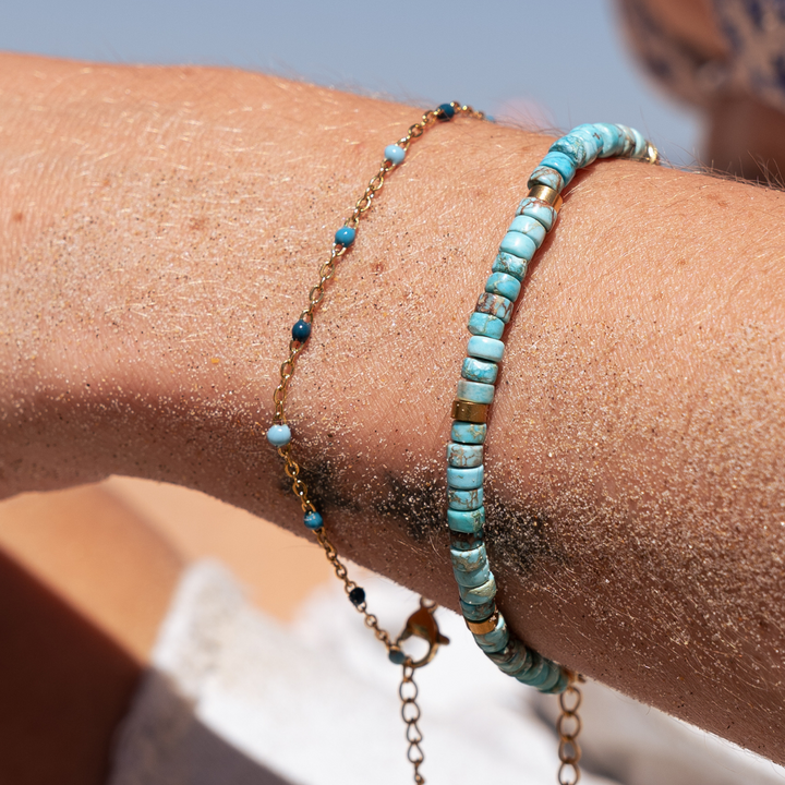 Blue Tide Beaded Chain Bracelet