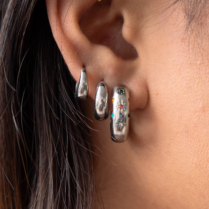 Starburst Hoop Earrings - Gold & Silver