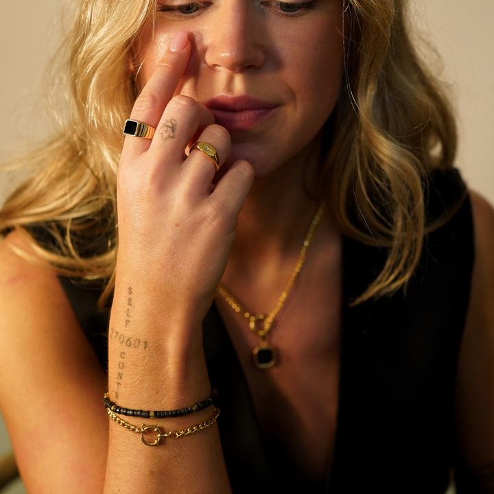 Midnight Signet Ring waterproof jewellery.