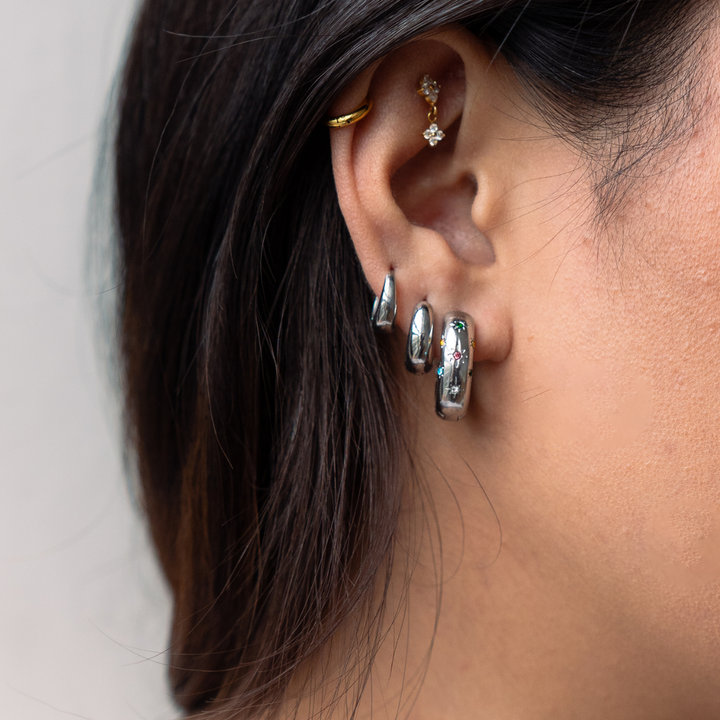 Starburst Hoop Earrings - Gold & Silver