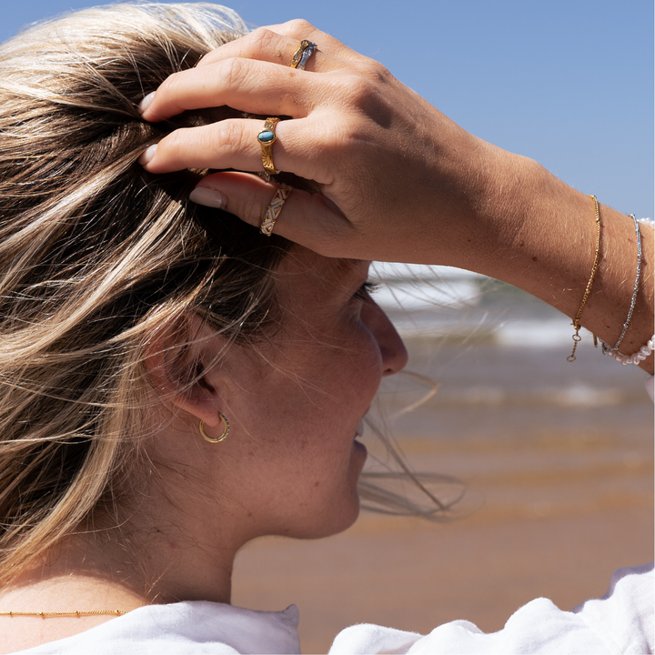 Blue Tide Hoop Earrings - Gold & Silver (S/M)