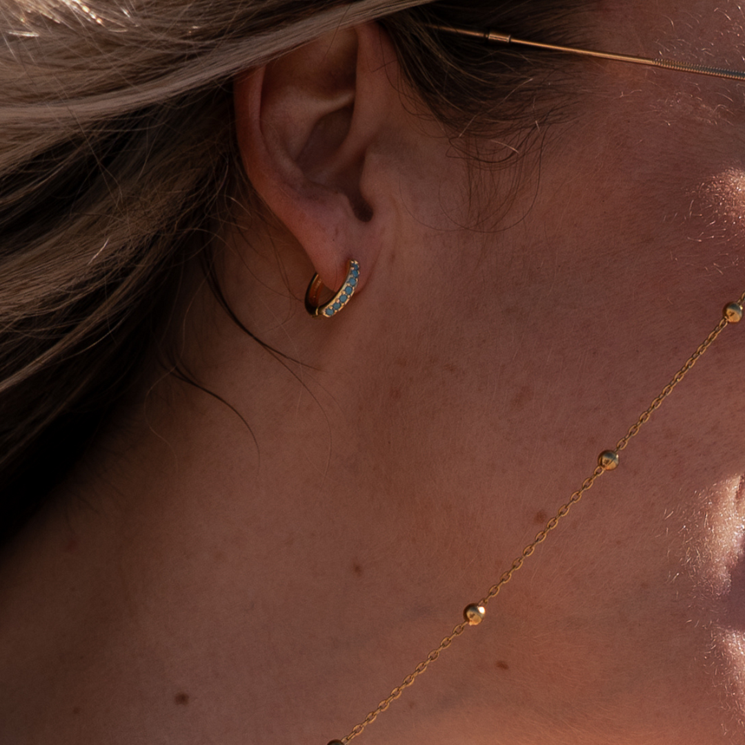 Blue Tide Hoop Earrings - Gold & Silver (S/M)