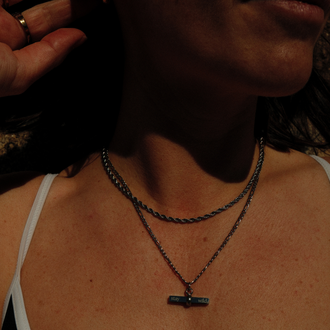 Twisted Rope Necklace - Thin - Silver