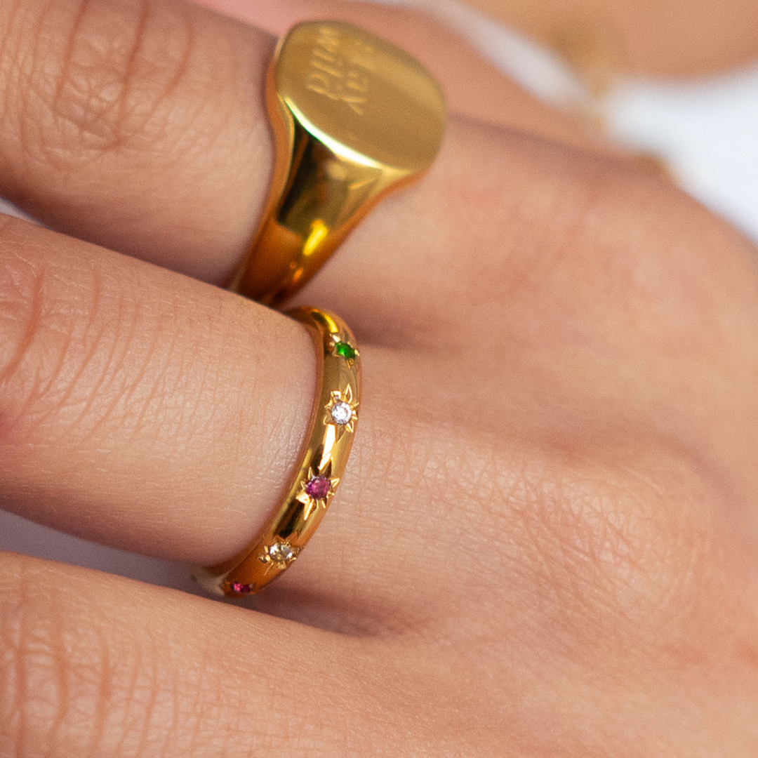 Starburst Band Ring - Gold & Silver