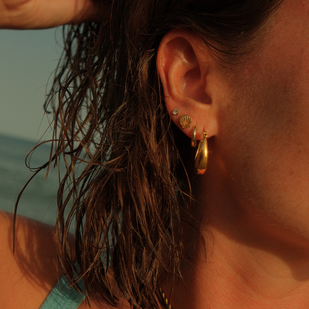 Everyday Classic Huggie Hoop Earring - 12mm waterproof jewellery.