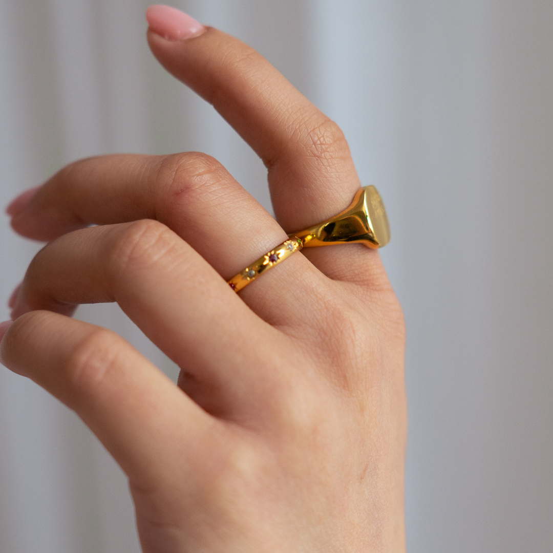 Starburst Band Ring - Gold & Silver