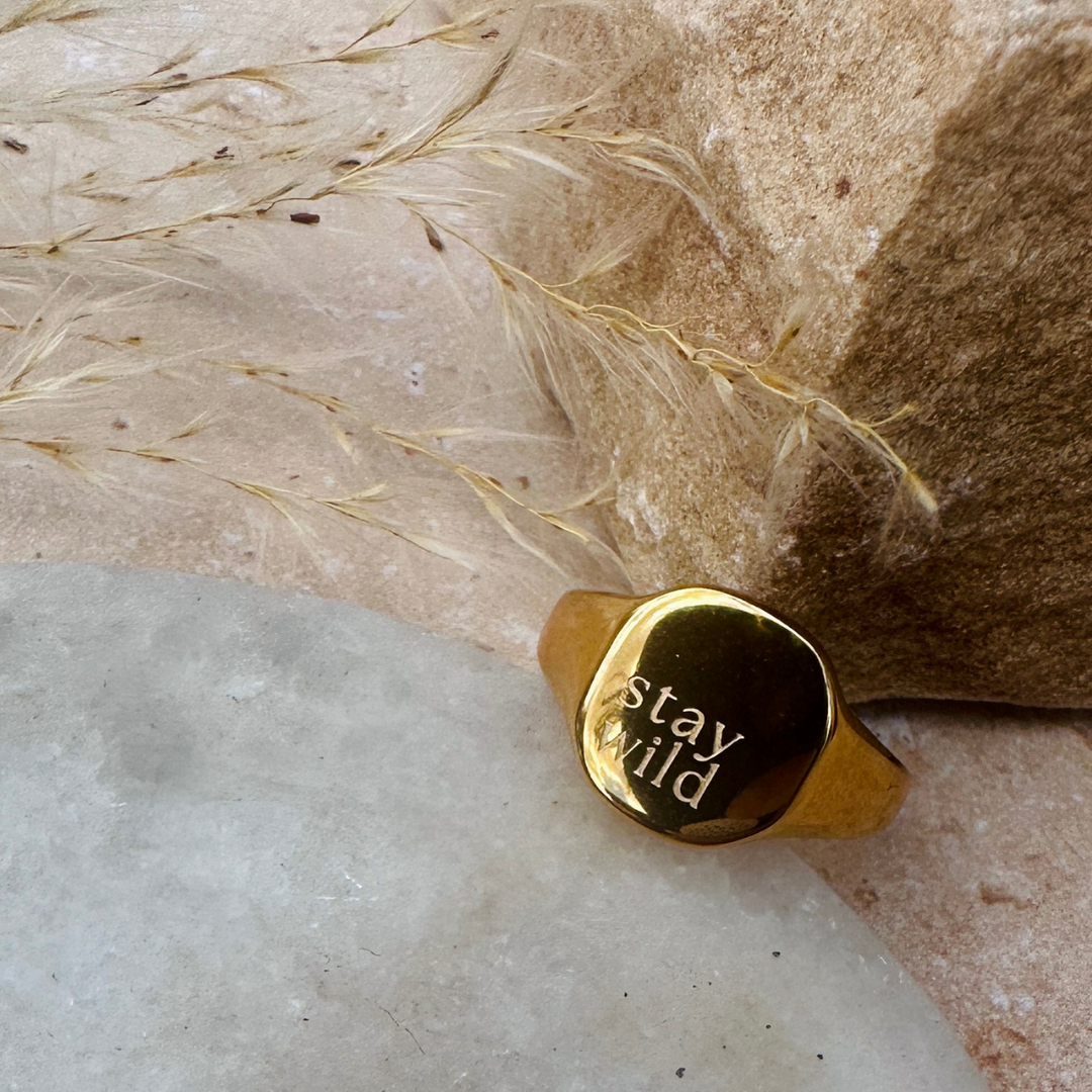Stay Wild Signature Signet Ring waterproof jewellery.