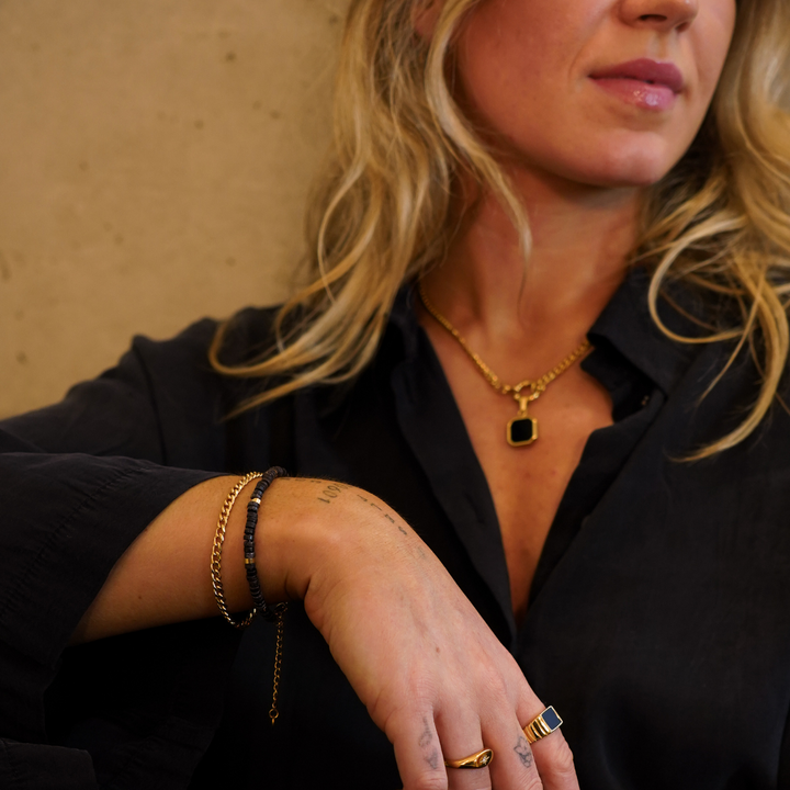 Midnight Beaded Natural Stone Bracelet waterproof jewellery.