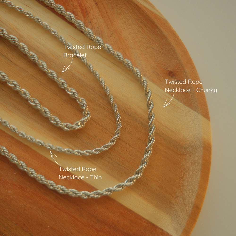 Twisted Rope Necklace - Chunky waterproof jewellery.