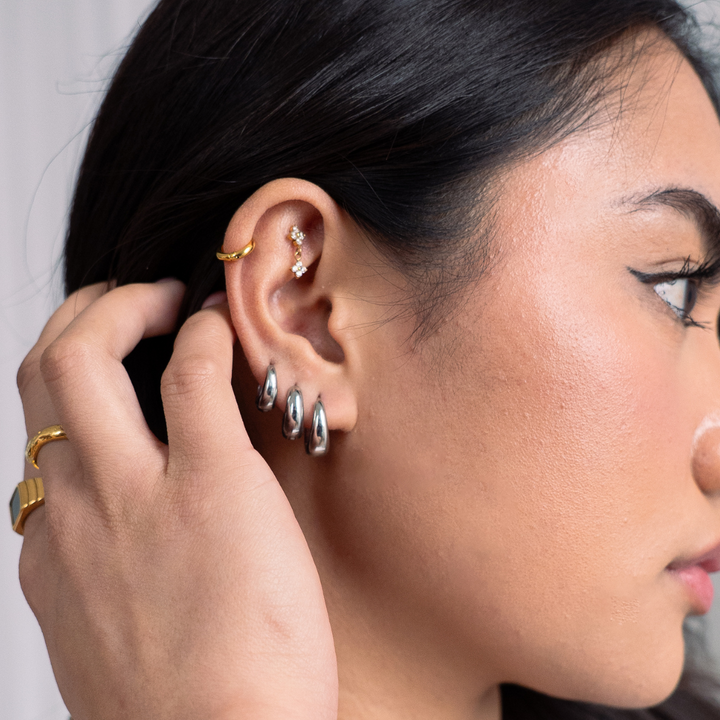 Luna Huggie Hoop Earrings - Silver (S/M/L)