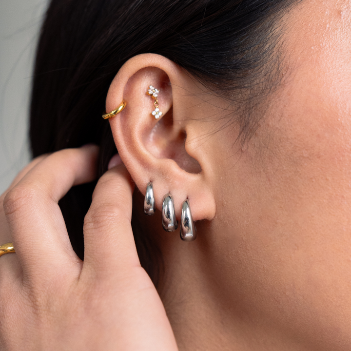 Luna Huggie Hoop Earrings - Silver (S/M/L)