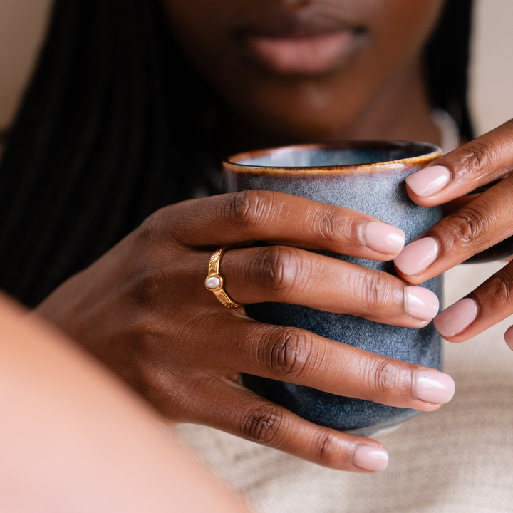 The Ocean Muse Ring - Pearl Stone - Gold &amp; Silver