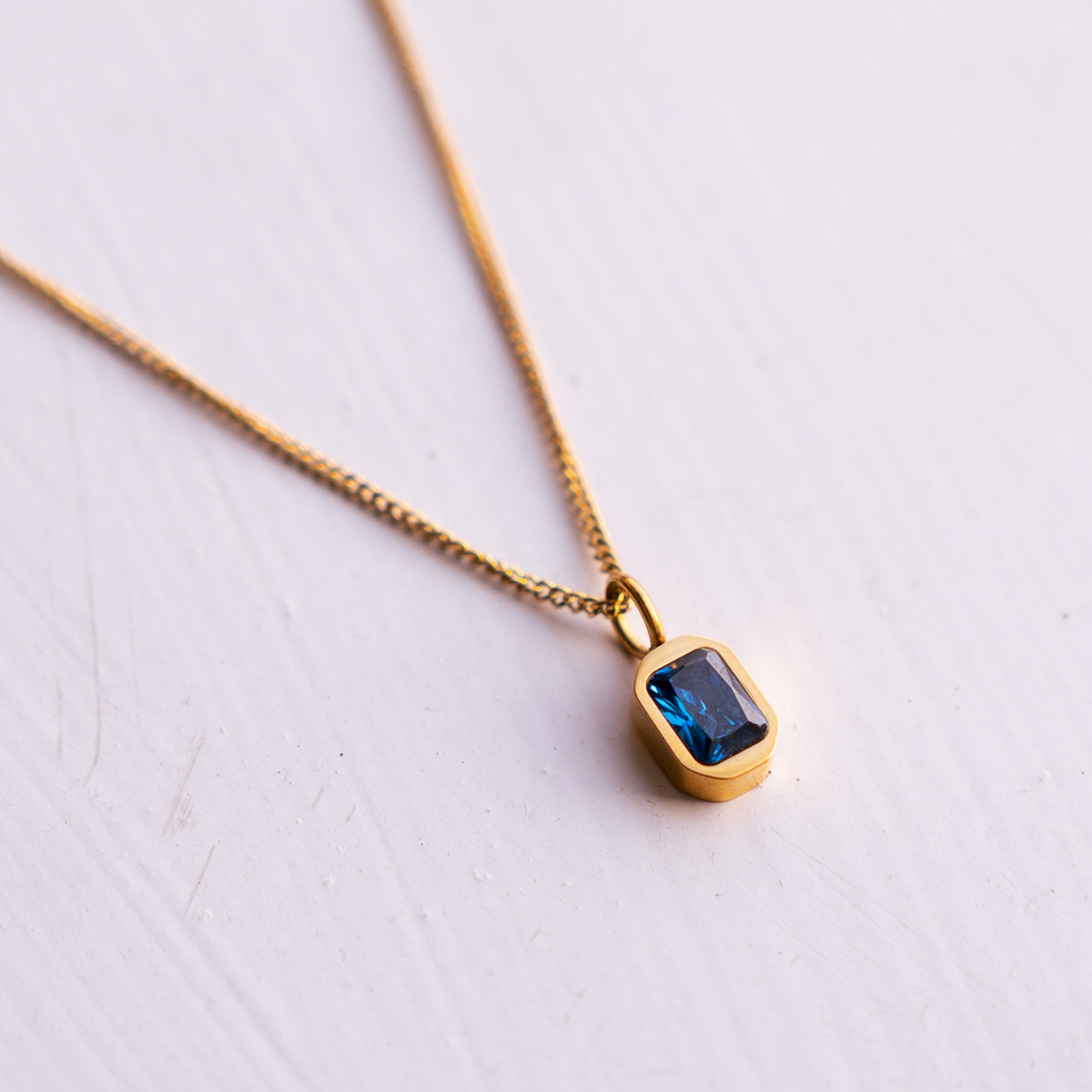 March Birthstone Necklace - Aquamarine CZ