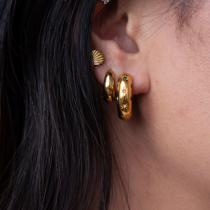 Starburst Hoop Earrings - Gold & Silver