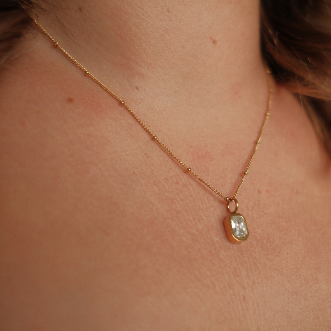 April Birthstone Necklace - White Topaz CZ