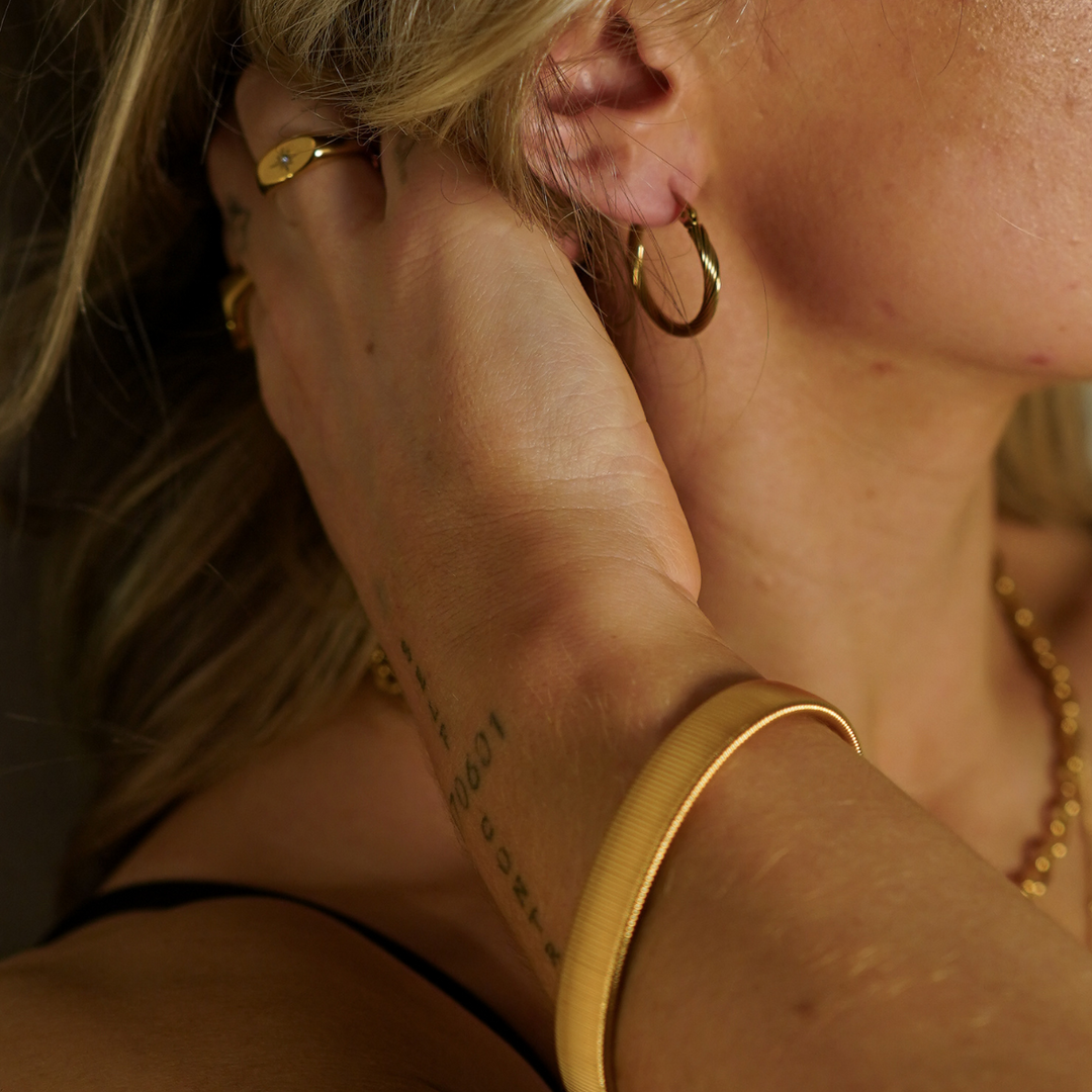 The Alma Hoop Earrings waterproof jewellery.