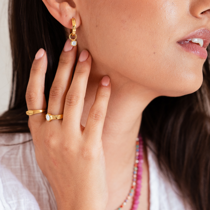 The Ocean Muse Ring - Pearl Stone - Gold &amp; Silver