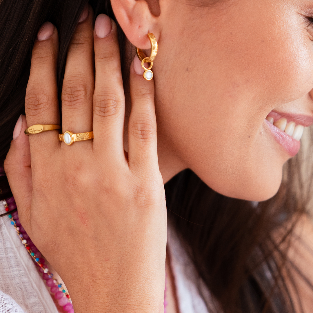 The Ocean Muse Ring - Pearl Stone - Gold &amp; Silver