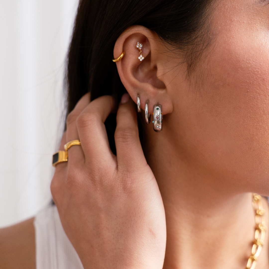 Starburst Hoop Earrings - Gold & Silver