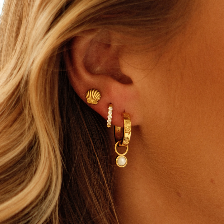 The Ocean Muse Hoop Earrings - Pearl Stone