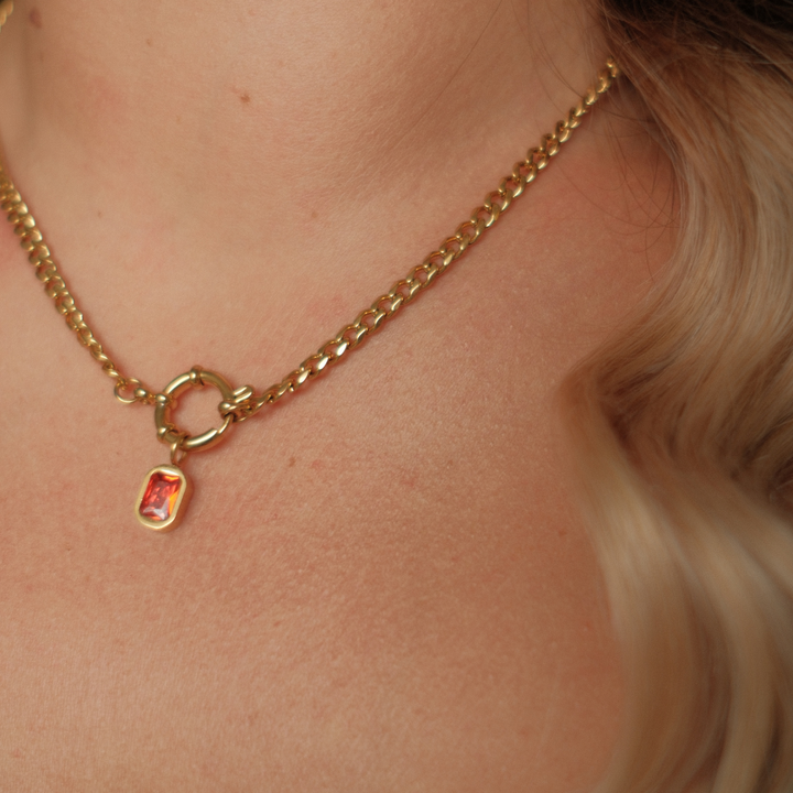 July Birthstone Necklace - Ruby CZ