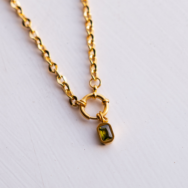 August Birthstone Necklace - Peridot CZ