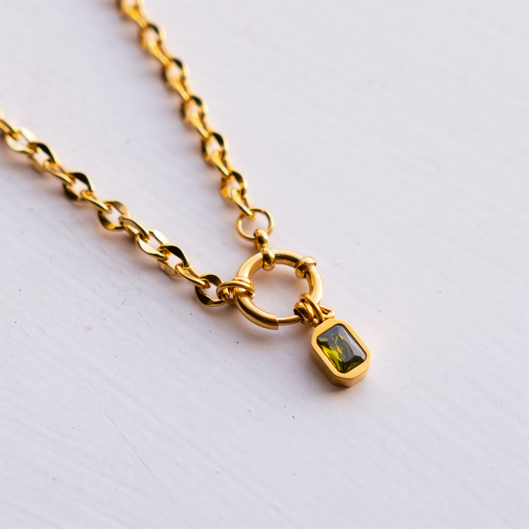 August Birthstone Necklace - Peridot CZ