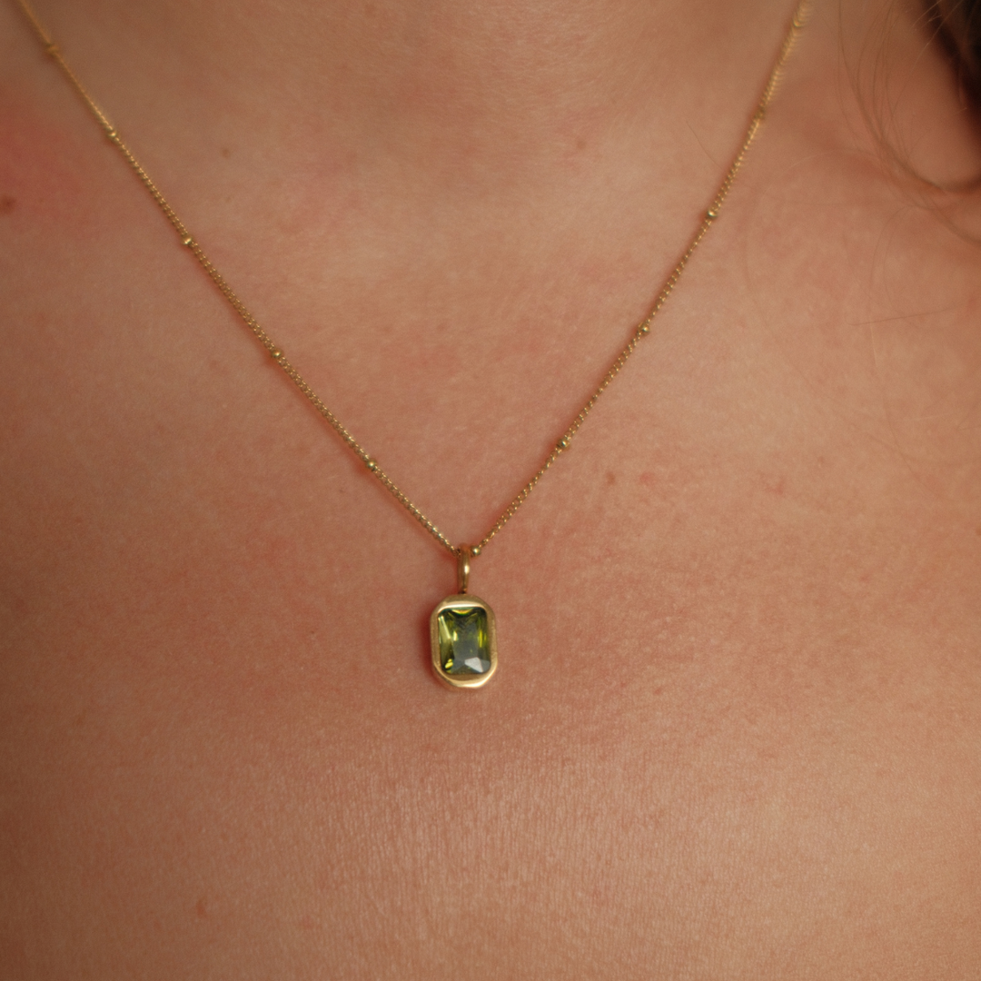 August Birthstone Necklace - Peridot CZ