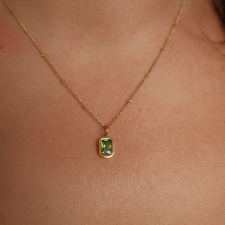 August Birthstone Necklace - Peridot CZ