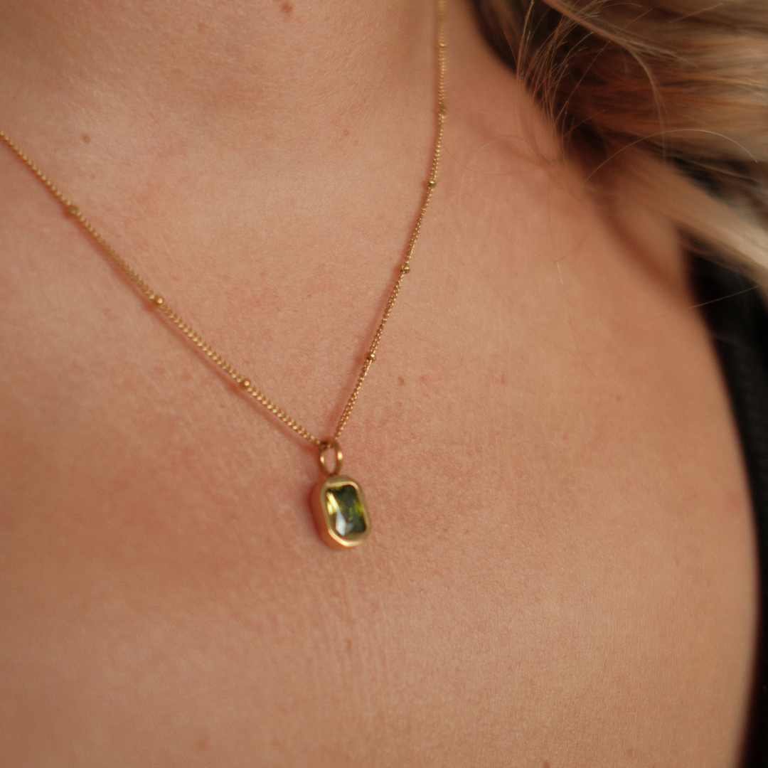 August Birthstone Necklace - Peridot CZ