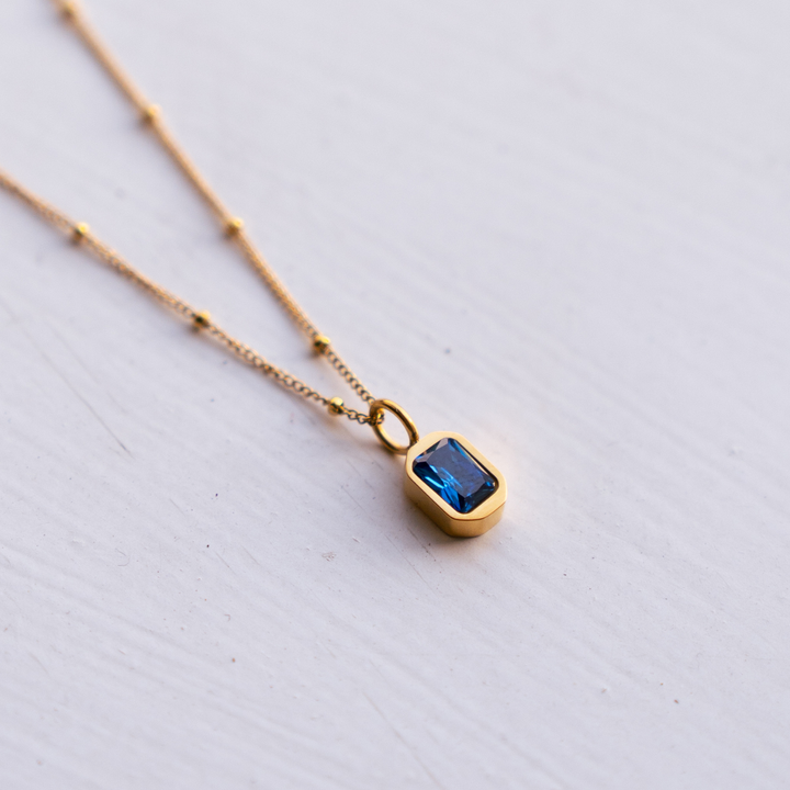 September Birthstone Necklace - Blue Sapphire CZ