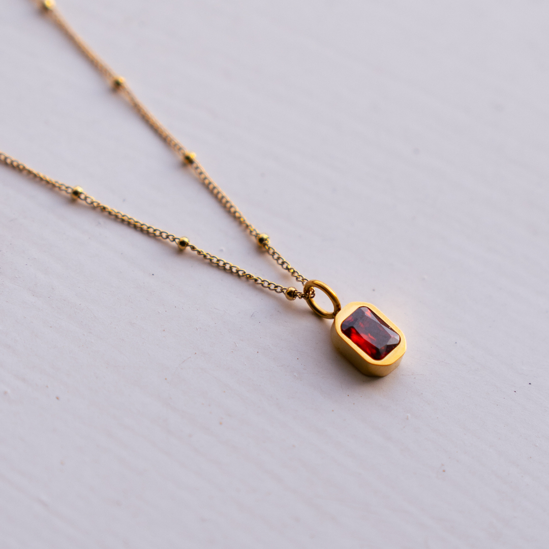 January Birthstone Necklace - Garnet CZ