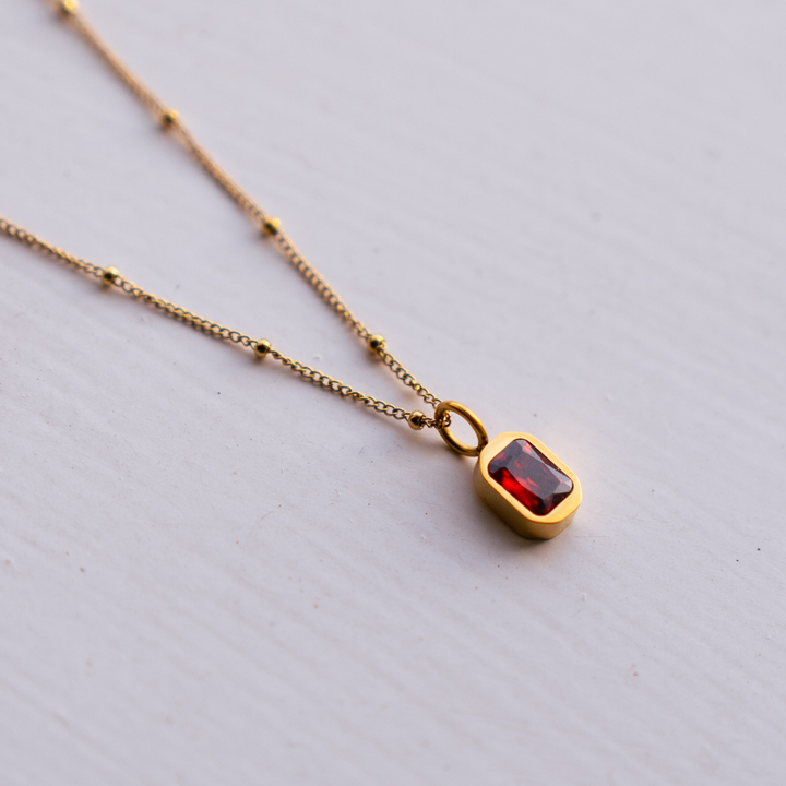 January Birthstone Necklace - Garnet CZ