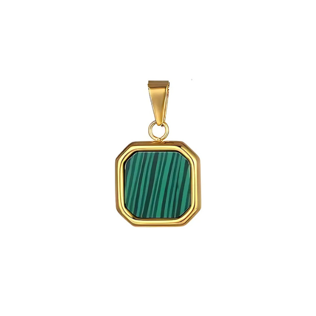 Green Square Pendant Charm