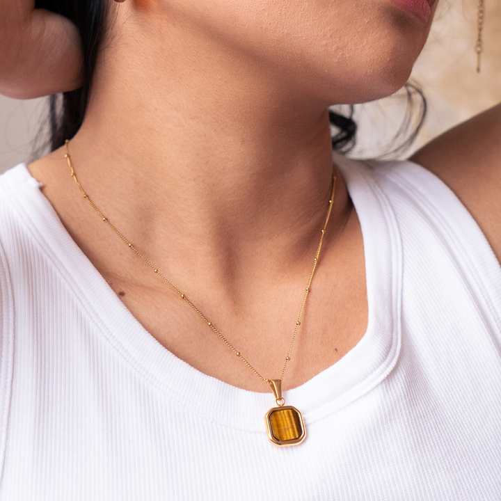 Mocha Square Pendant Charm