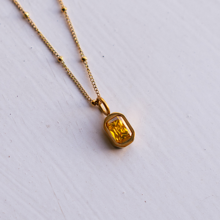 November Birthstone Necklace - Citrine CZ