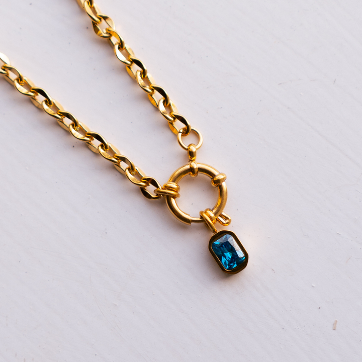 December Birthstone Necklace - Blue Topaz CZ
