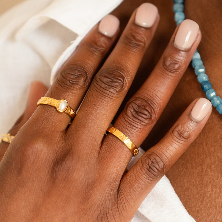 The Ocean Muse Ring - Pearl Stone - Gold &amp; Silver