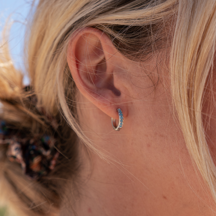 Blue Tide Hoop Earrings - Gold & Silver (S/M)
