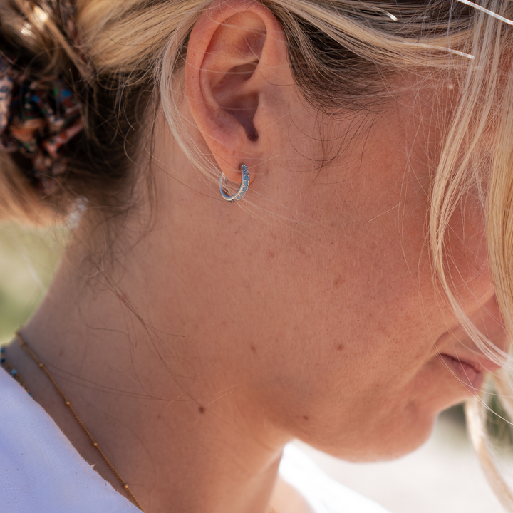 Blue Tide Hoop Earrings - Gold & Silver (S/M)