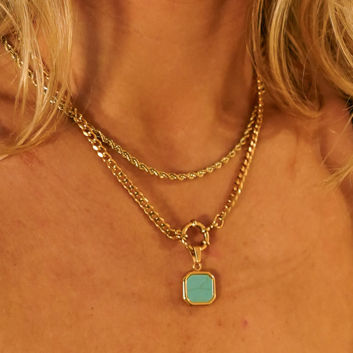 Turquoise Square Pendant Charm